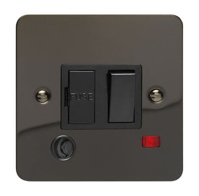 Varilight XFI6FONB Ultraflat Iridium Black 1 Gang 13A Switched Fused Spur + Neon + Flex Outlet