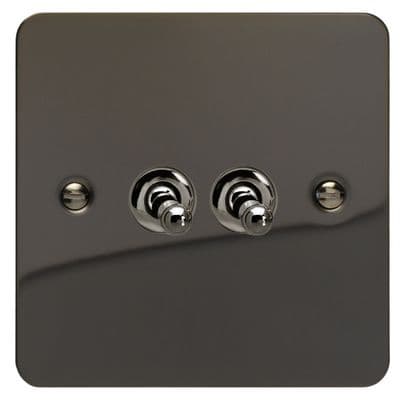 Varilight XFIT71 Ultraflat Iridium 2 Gang 10A Toggle Switch (Intermediate + 2 Way)