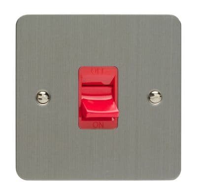 Varilight XFS45S Ultraflat Brushed Steel 45A DP Cooker Switch Single Plate