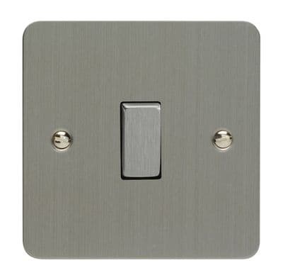 Varilight XFS7D Ultraflat Brushed Steel 1 Gang 10A Intermediate Rocker Light Switch