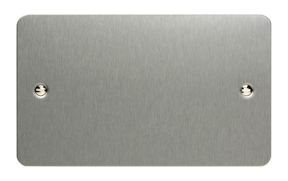 Varilight XFSDB Ultraflat Brushed Steel 2 Gang Double Blank Plate