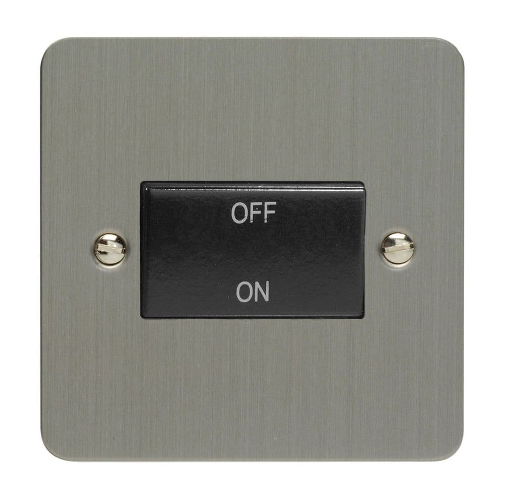 Varilight XFSFIB Ultraflat Brushed Steel 1 Gang 10A Fan Isolating ...
