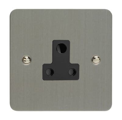 Varilight XFSRP5AB Ultraflat Brushed Steel 1 Gang 5A Round Pin Plug Socket