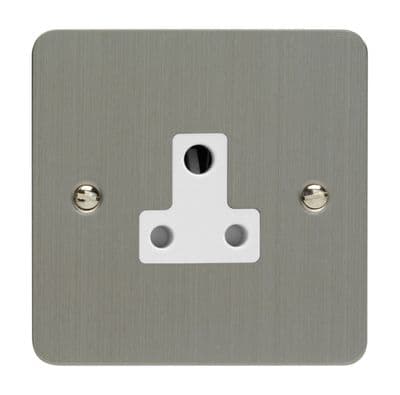 Varilight XFSRP5AW Ultraflat Brushed Steel 1 Gang 5A Round Pin Plug Socket