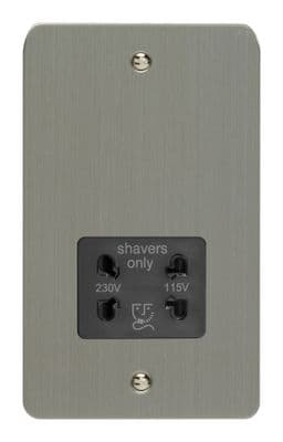 Varilight XFSSSB Ultraflat Brushed Steel Dual Voltage Shaver Socket 230V/115V