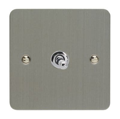 Varilight XFST1 Ultraflat Brushed Steel 1 Gang 10A 1 or 2 Way Toggle Light Switch