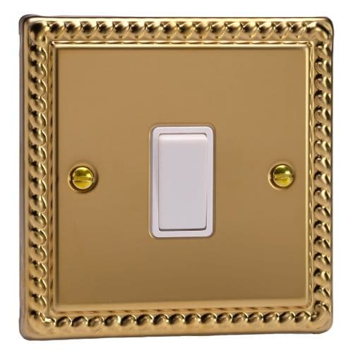 Varilight XG1W Georgian Polished Brass 1 Gang 10A 1 or 2 Way Rocker Light Switch