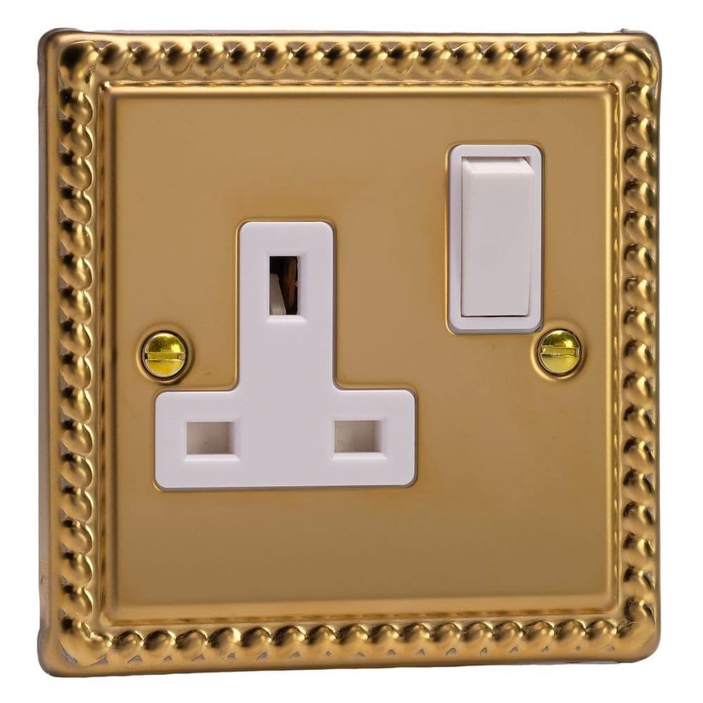 Varilight XG4W Georgian Polished Brass 1 Gang 13A DP Single Switched ...