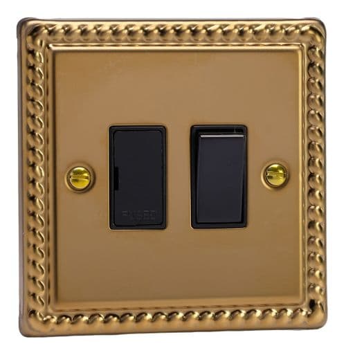 Varilight XG6B Georgian Polished Brass 1 Gang 13A Switched Fused Spur