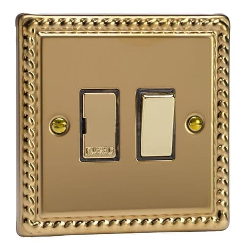 Varilight XG6D Georgian Polished Brass 1 Gang 13A Switched Fused Spur