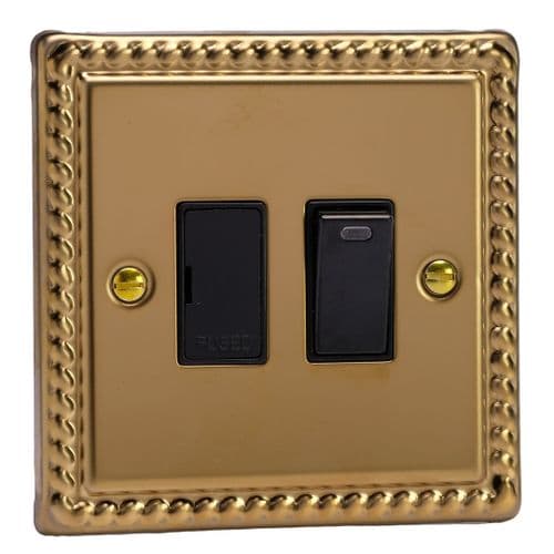 Varilight XG6NB Georgian Polished Brass 1 Gang 13A Switched Fused Spur + Neon