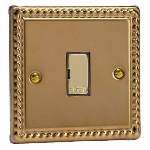 Varilight XG6UD Georgian Polished Brass 1 Gang 13A Unswitched Fused Spur