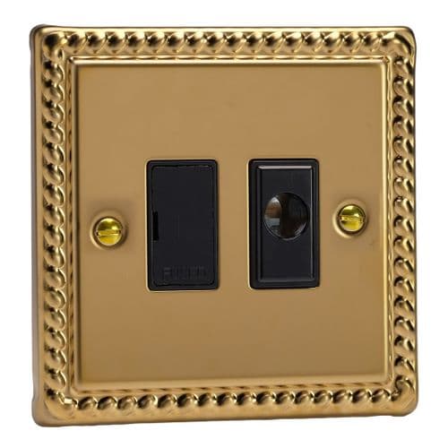 Varilight XG6UFOB Georgian Polished Brass 1 Gang 13A Unswitched Fused Spur + Flex Outlet