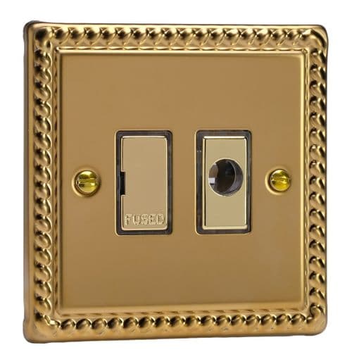 Varilight XG6UFOD Georgian Polished Brass 1 Gang 13A Unswitched Fused Spur + Flex Outlet