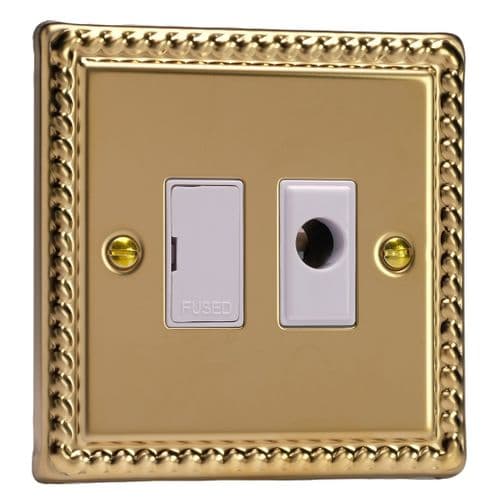 Varilight XG6UFOW Georgian Polished Brass 1 Gang 13A Unswitched Fused Spur + Flex Outlet