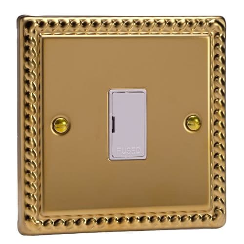 Varilight XG6UW Georgian Polished Brass 1 Gang 13A Unswitched Fused Spur