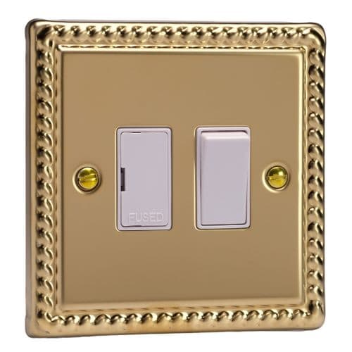 Varilight XG6W Georgian Polished Brass 1 Gang 13A Switched Fused Spur