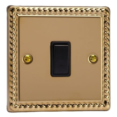 Varilight XG7B Georgian Polished Brass 1 Gang 10A Intermediate Rocker Light Switch
