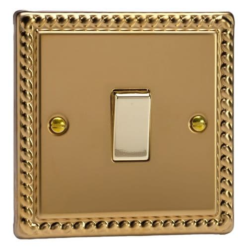 Varilight XG7D Georgian Polished Brass 1 Gang 10A Intermediate Rocker Light Switch