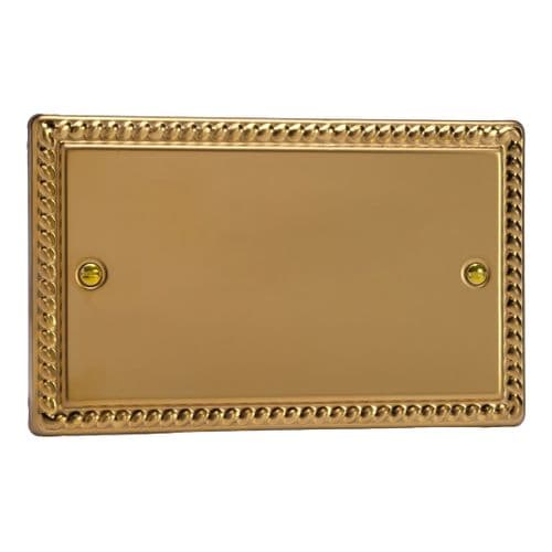 Varilight XGDB Georgian Polished Brass 2 Gang Double Blank Plate