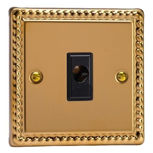 Varilight XGFOB Georgian Polished Brass 1 Gang 16A Flex Outlet Plate