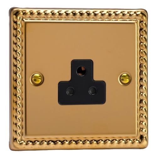 Varilight XGRP2AB Georgian Polished Brass 1 Gang 2A Round Pin Plug Socket