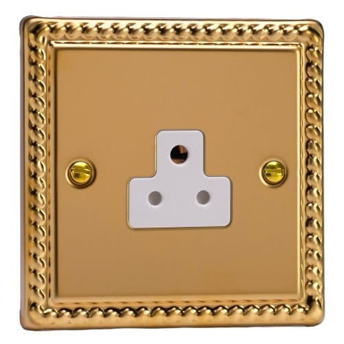 Varilight XGRP2AW Georgian Polished Brass 1 Gang 2A Round Pin Plug Socket