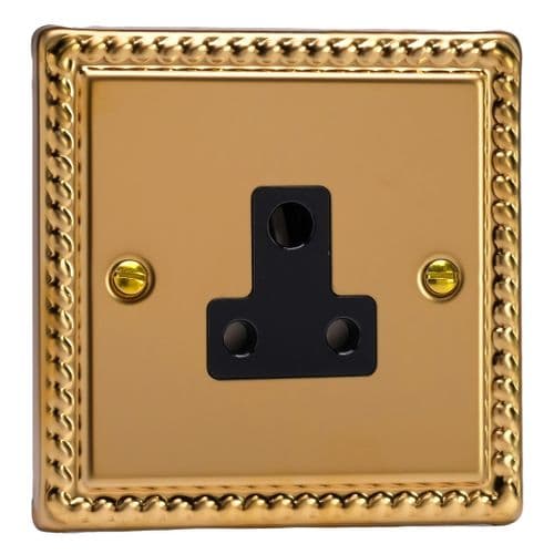 Varilight XGRP5AB Georgian Polished Brass 1 Gang 5A Round Pin Plug Socket