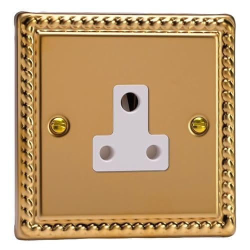 Varilight XGRP5AW Georgian Polished Brass 1 Gang 5A Round Pin Plug Socket