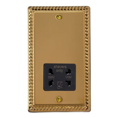 Varilight XGSSB Georgian Polished Brass Dual Voltage Shaver Socket 230V/115V