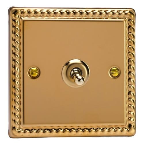 Varilight XGT1 Georgian Polished Brass 1 Gang 10A 1 or 2 Way Toggle Light Switch