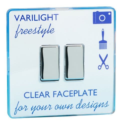 Varilight XIF2C Freestyle Clear 2 Gang 10A 1 or 2 Way Rocker Light Switch