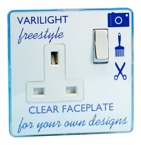 Varilight XIF4CW Freestyle Clear 1 Gang 13A DP Single Switched Plug Socket