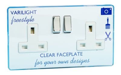 Varilight XIF5CW Freestyle Clear 2 Gang Double 13A Switched Plug Socket