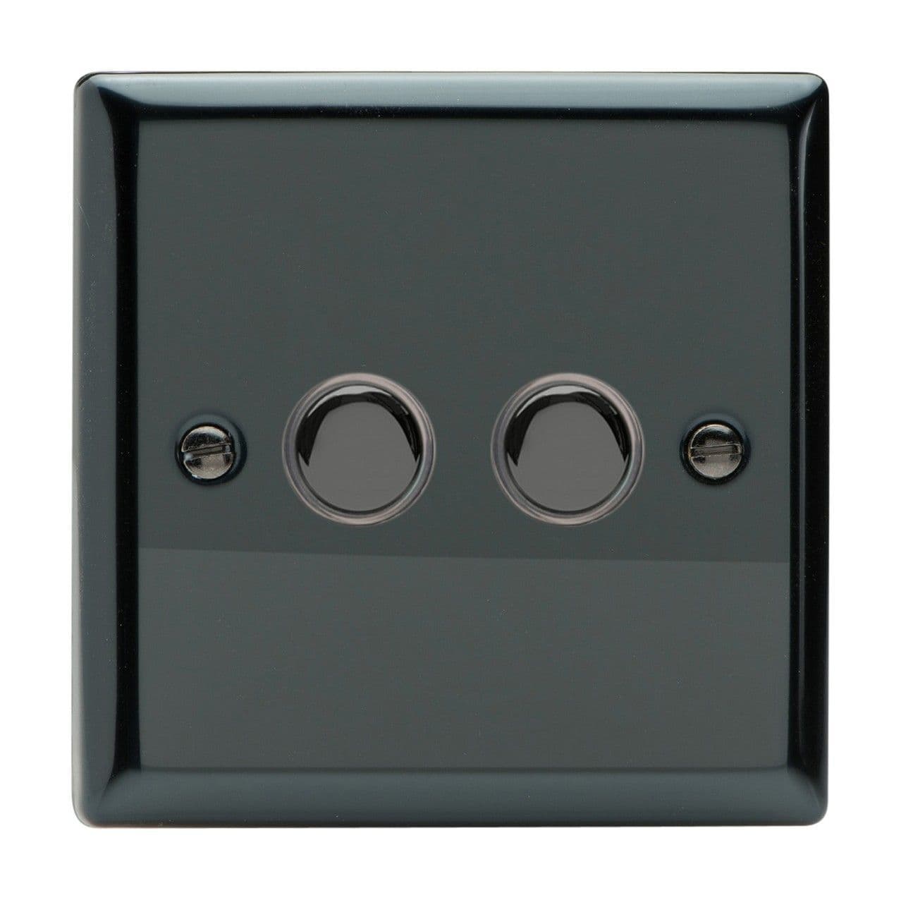 Varilight XIP2 Classic Iridium Black 2 Gang 6A 1 or 2 Way Push-On/Off ...