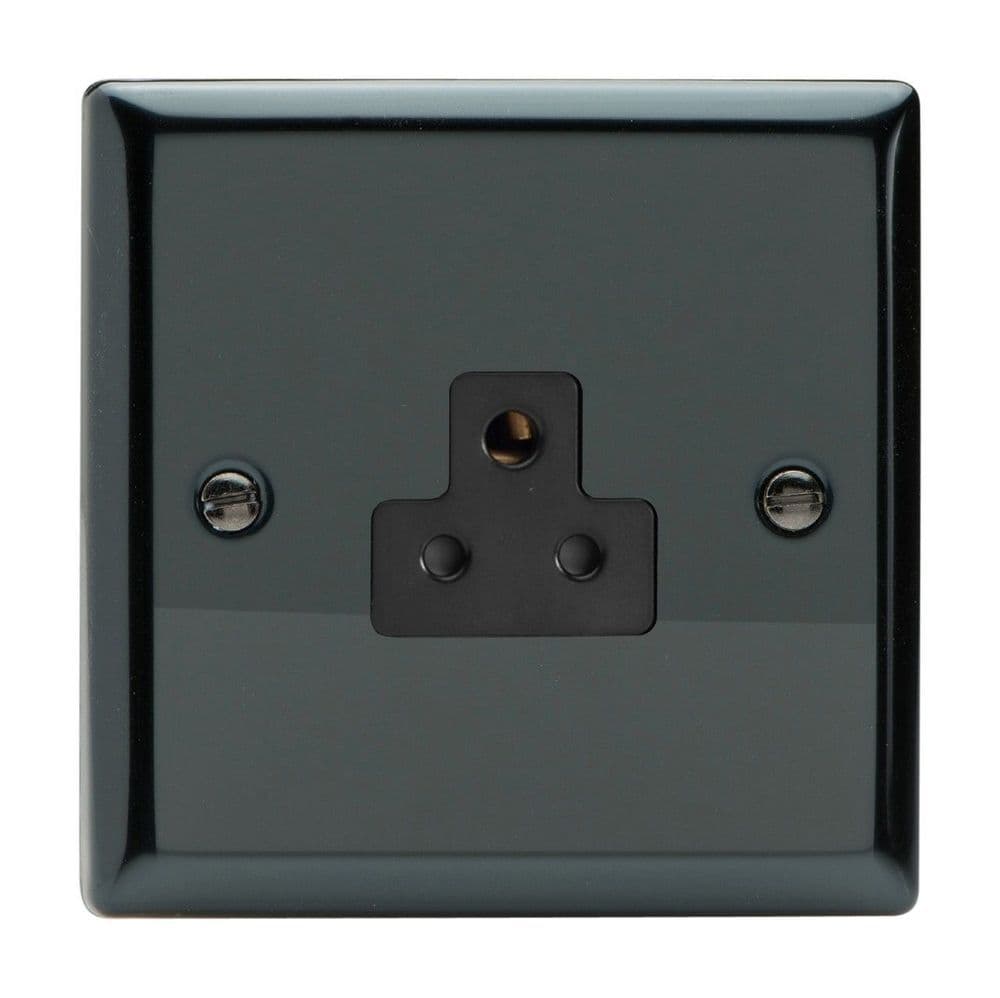 Varilight XIRP2AB Classic Iridium Black 1 Gang 2A Round Pin Plug Socket