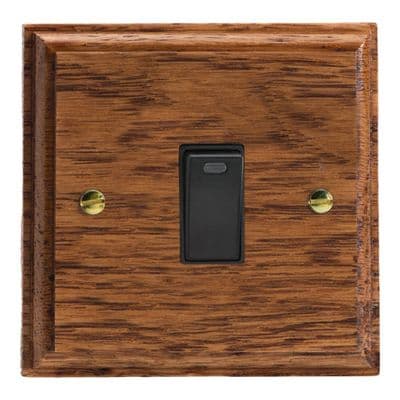 Varilight XK20NMOB Kilnwood Medium Oak 1 Gang 20A Double Pole Switch + Neon