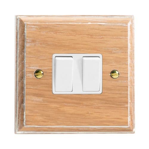 Varilight XK2LOW Kilnwood Limed Oak 2 Gang 10A 1 or 2 Way Rocker Light Switch