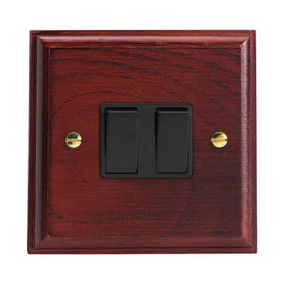 Varilight XK2MB Kilnwood Mahogany 2 Gang 10A 1 or 2 Way Rocker Light Switch