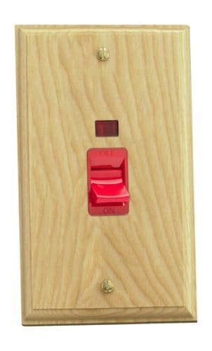 Varilight XK45NAW Kilnwood Ash 45A DP Cooker Switch Vertical Twin Plate + Neon