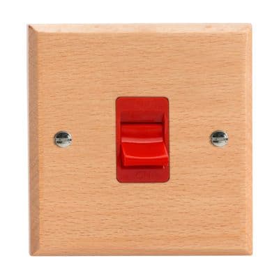 Varilight XK45SBEW Kilnwood Scandic Beech 45A DP Cooker Switch Single Plate