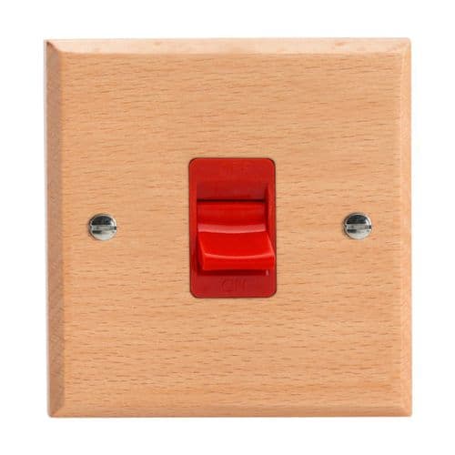 Varilight XK45SBEW Kilnwood Scandic Beech 45A DP Cooker Switch Single Plate