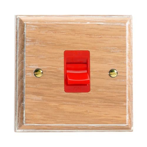 Varilight XK45SLOW Kilnwood Limed Oak 45A DP Cooker Switch Single Plate