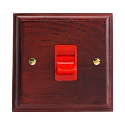 Varilight XK45SMB Kilnwood Mahogany 45A DP Cooker Switch Single Plate