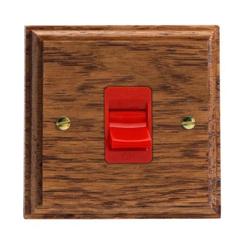 Varilight XK45SMOB Kilnwood Medium Oak 45A DP Cooker Switch Single Plate
