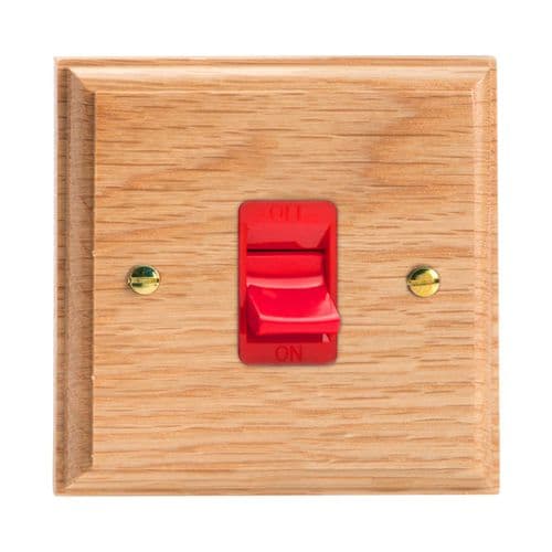 Varilight XK45SOW Kilnwood Oak 45A DP Cooker Switch Single Plate