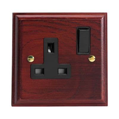 Varilight XK4MB Kilnwood Mahogany 1 Gang 13A DP Single Switched Plug Socket