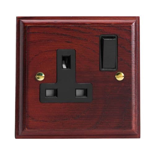 Varilight XK4MB Kilnwood Mahogany 1 Gang 13A DP Single Switched Plug Socket