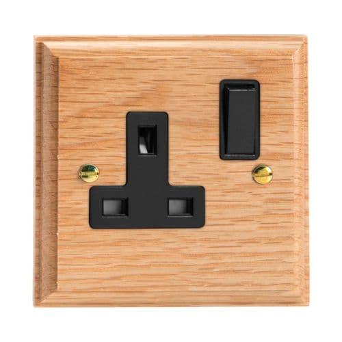 Varilight XK4OB Kilnwood Oak 1 Gang 13A DP Single Switched Plug Socket