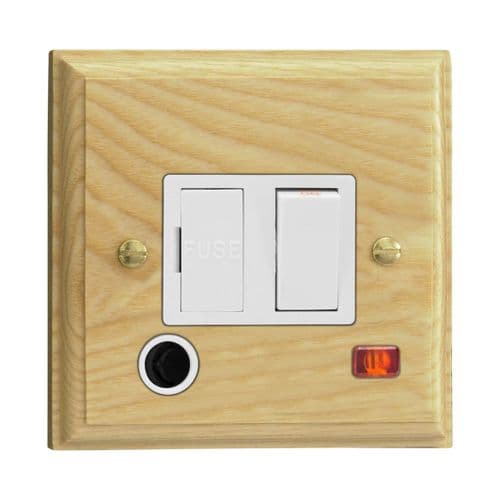 Varilight XK6FONAW Kilnwood Ash 1 Gang 13A Switched Fused Spur + Neon + Flex Outlet
